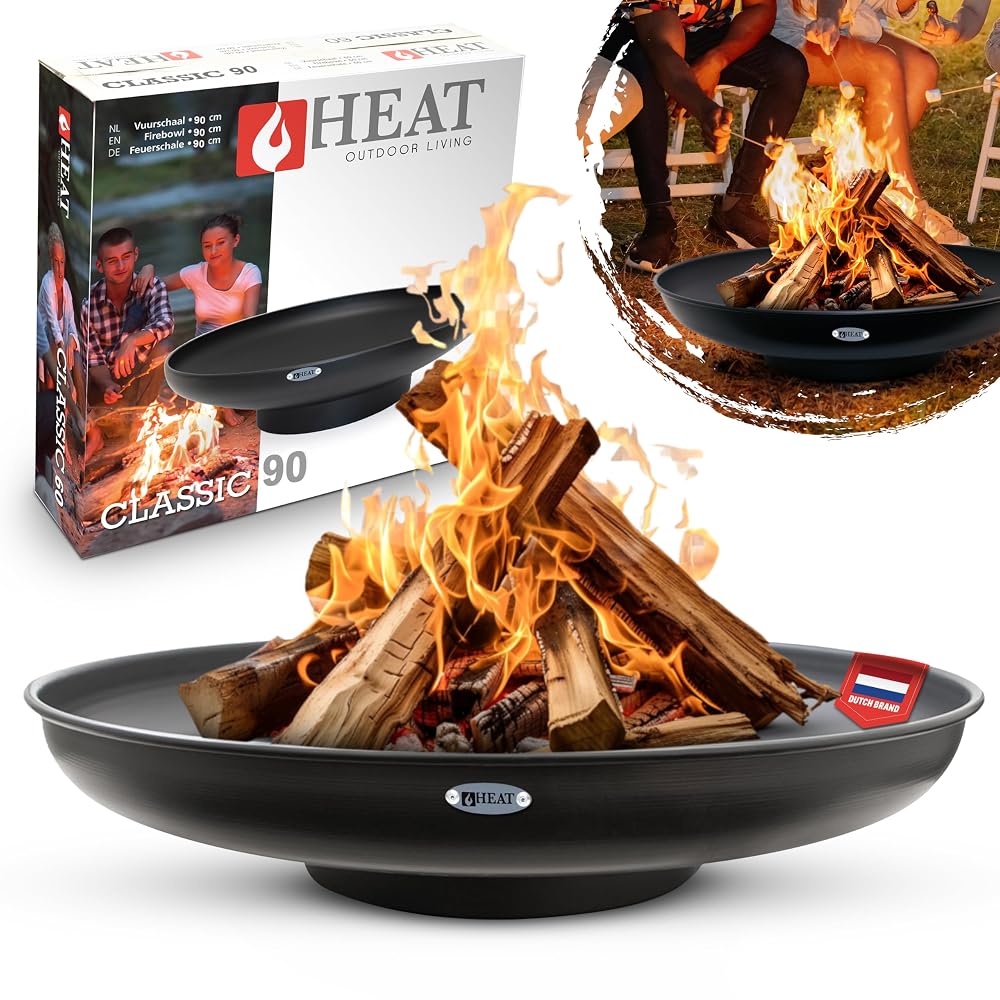 Heat Outdoor Living Fire Bowl, 90cm, Black