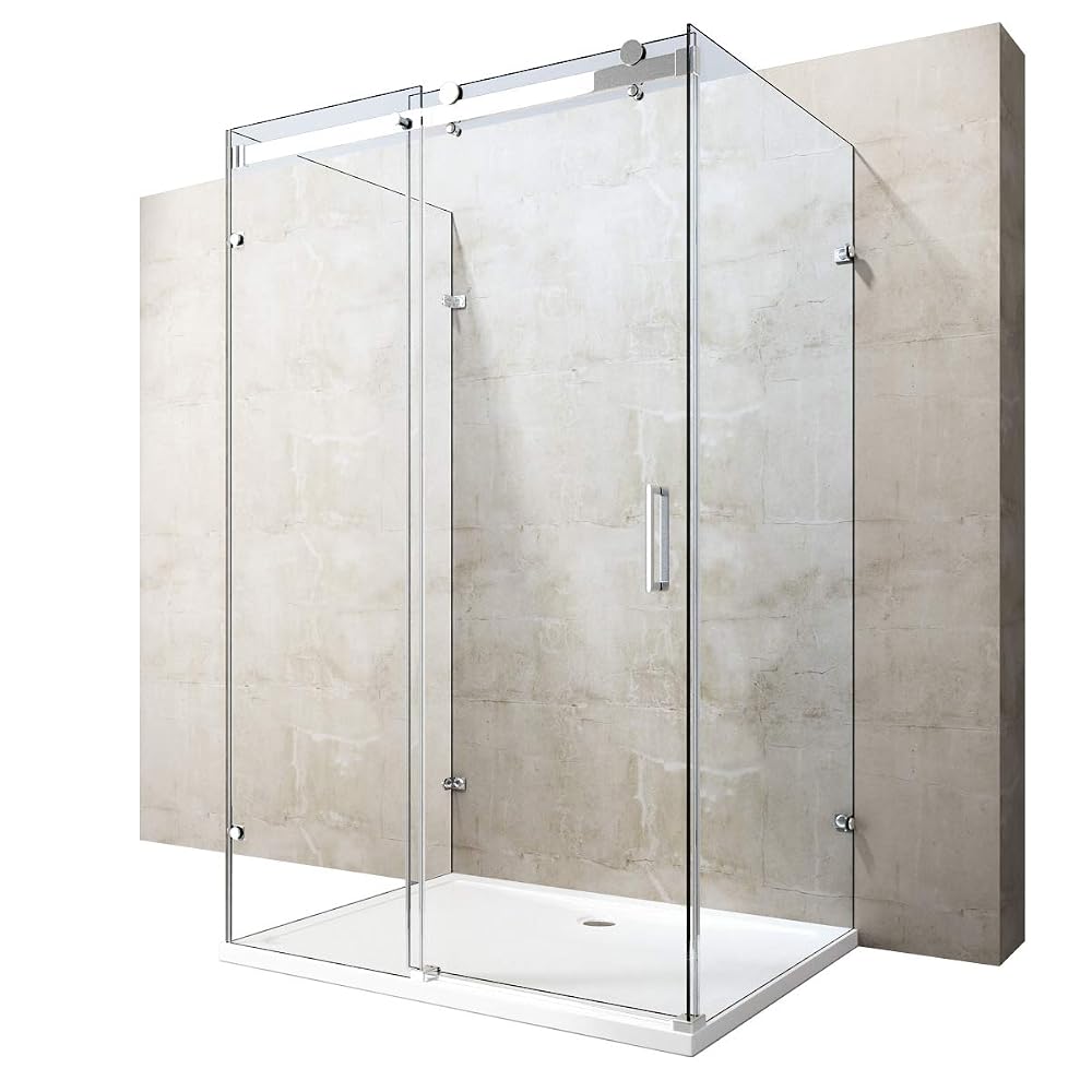 Durovin Bathrooms 1000 x 900mm U Shape Rectangular Frameless Shower Enclosure with Acrylic Tray
