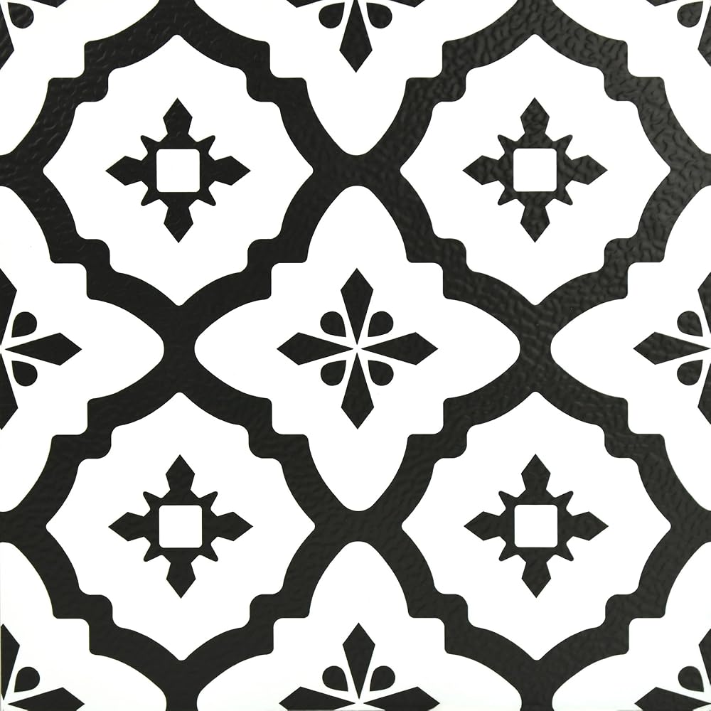WallPops FP2480 Comet Peel & Stick Floor Tiles, Black, Set of 10, 12 x 12 Inches