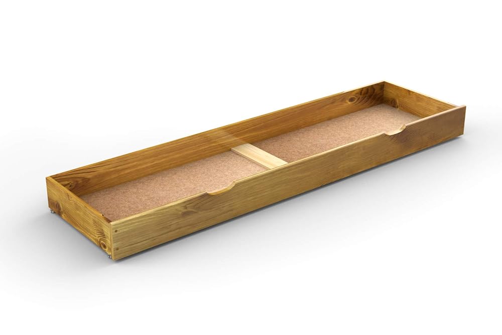 Nodax Under Bed Storage Drawers, Solid Wooden Underbed Storage with Hand Grooves, Oak, 188cm