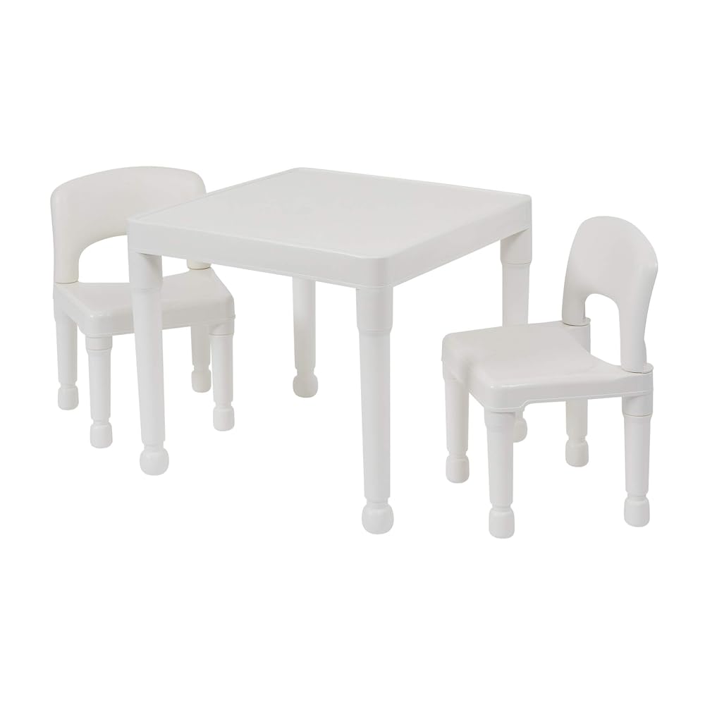 Liberty House Toys 8809W Plastic Table and Two Chair Set, White