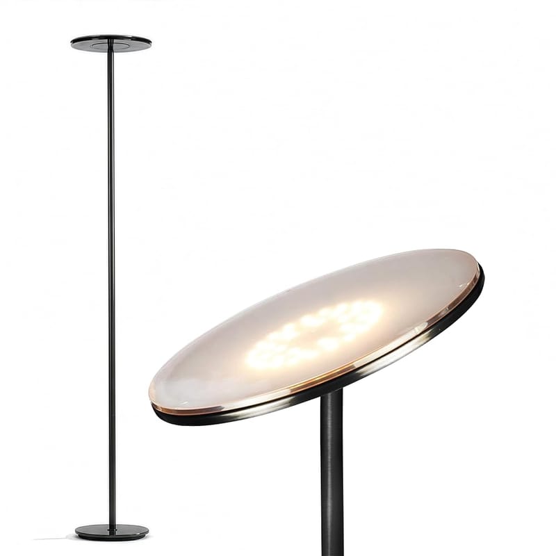 Brightech Sky LED Torchiere Super Bright Floor Lamp, Dimmable Indoor Pole Uplight for Bedroom Reading, Black Chrome