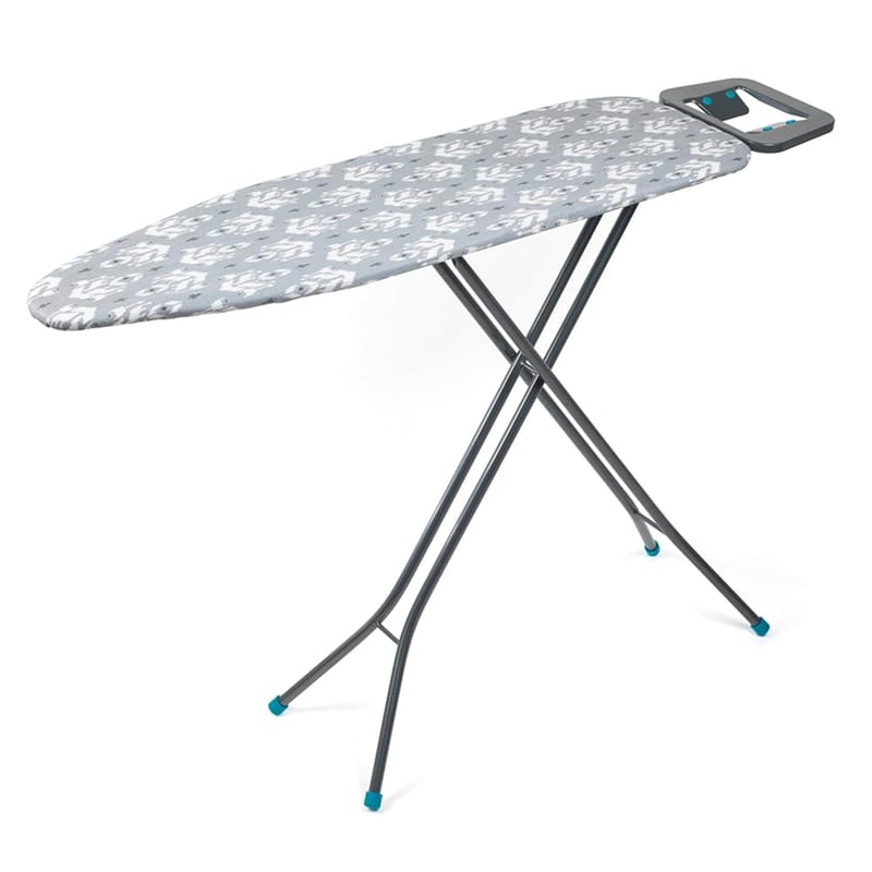 Beldray LA023995IKAT Folding Ironing Board - Compact Vertical Storage, 7 Variable Heights, Lightweight Collapsible Ironing Table for Left/Right Handed Use, Adjustable Iron Rest, 110 x 33cm, Grey Ikat