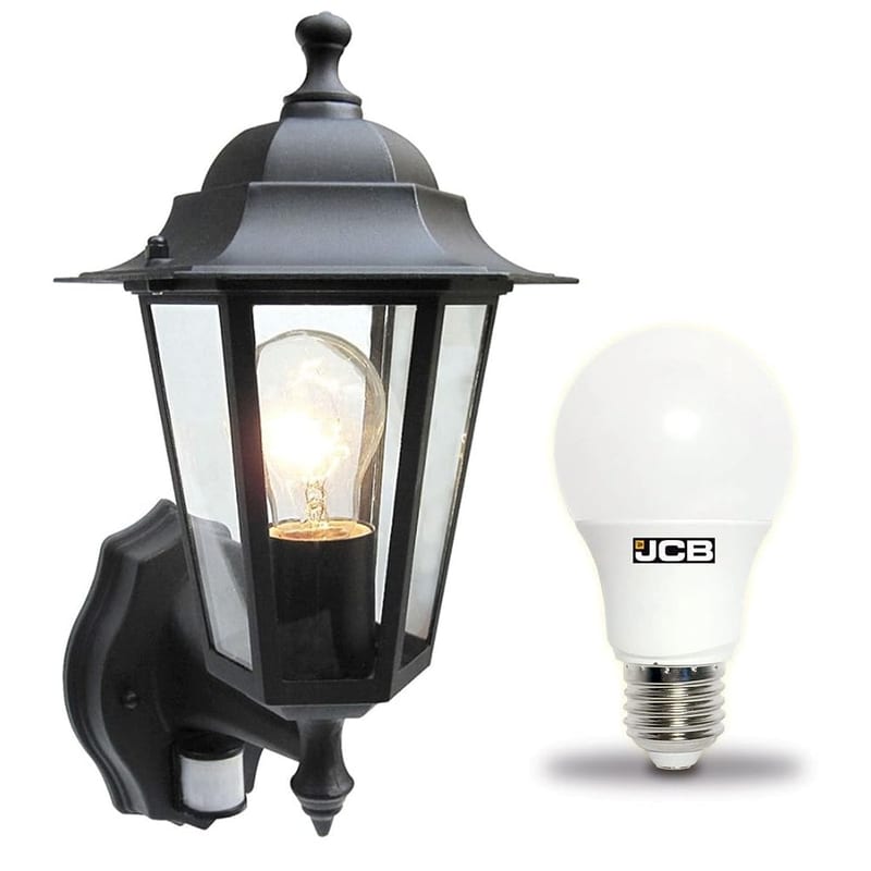 Traditional 6 Sided Garden/Porch Outdoor Coach Wall Lantern IP44 with Motion Sensor and LED
