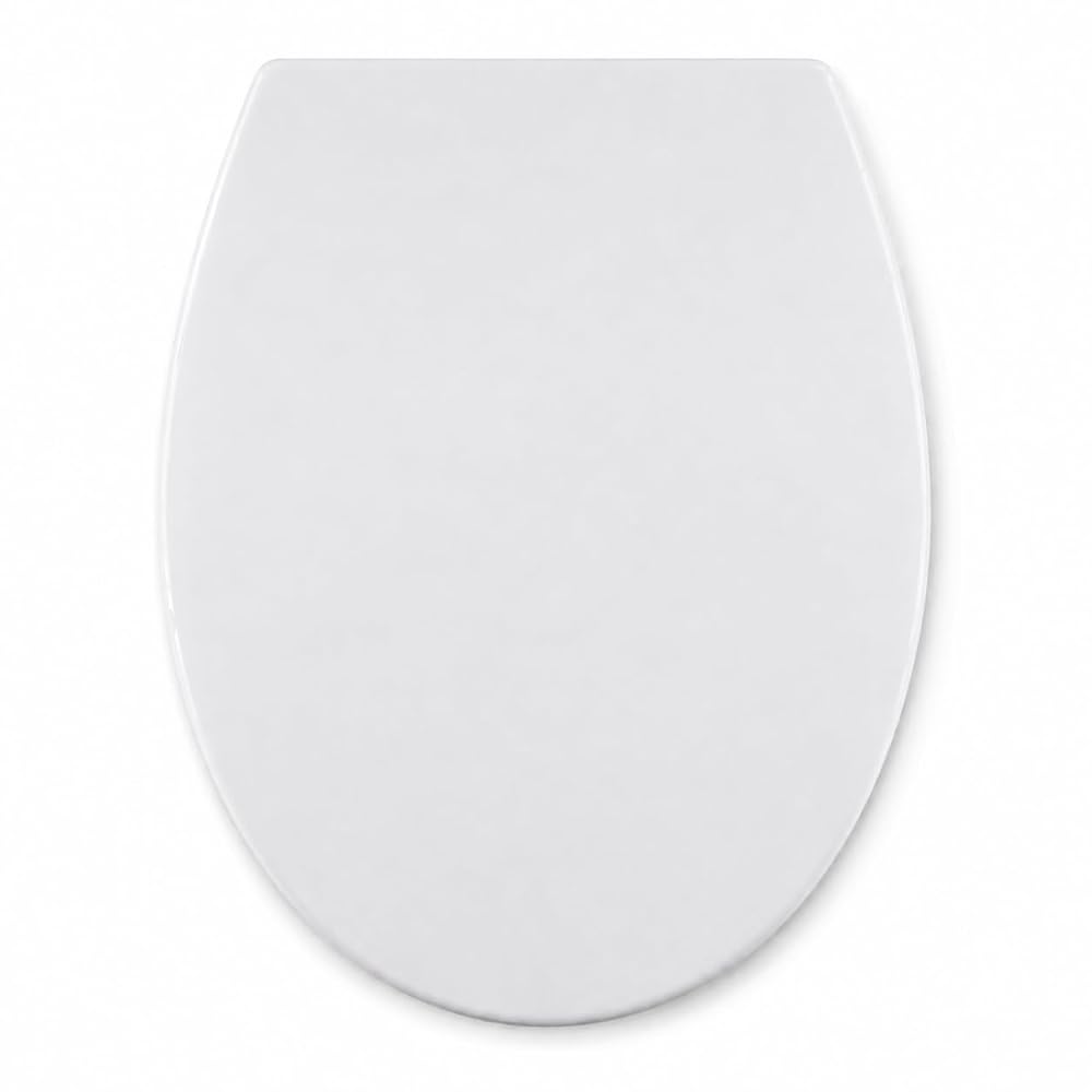 Mass Dynamic Soft Close Toilet Seat, White Plastic Loo Seat with Quick Release, Adjustable Hinges