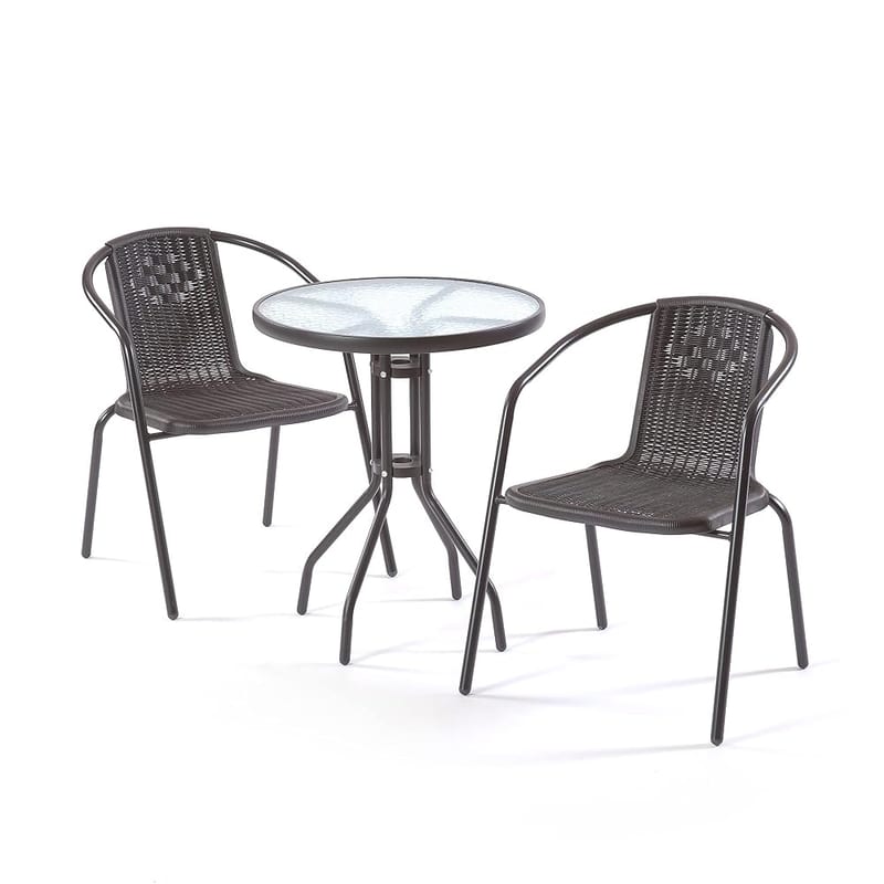 SunTime Rattan Garden Furniture Outdoor Patio Bistro Set, Black (Bambi)