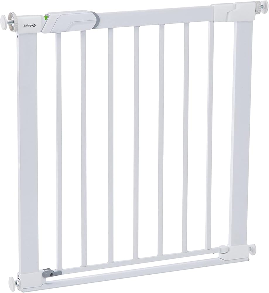 Safety 1st Flat Step Baby Stair Gate Pressure Fit, 73-80cm, Ultra Flat Step-over Bar, No-Screw Installation, White