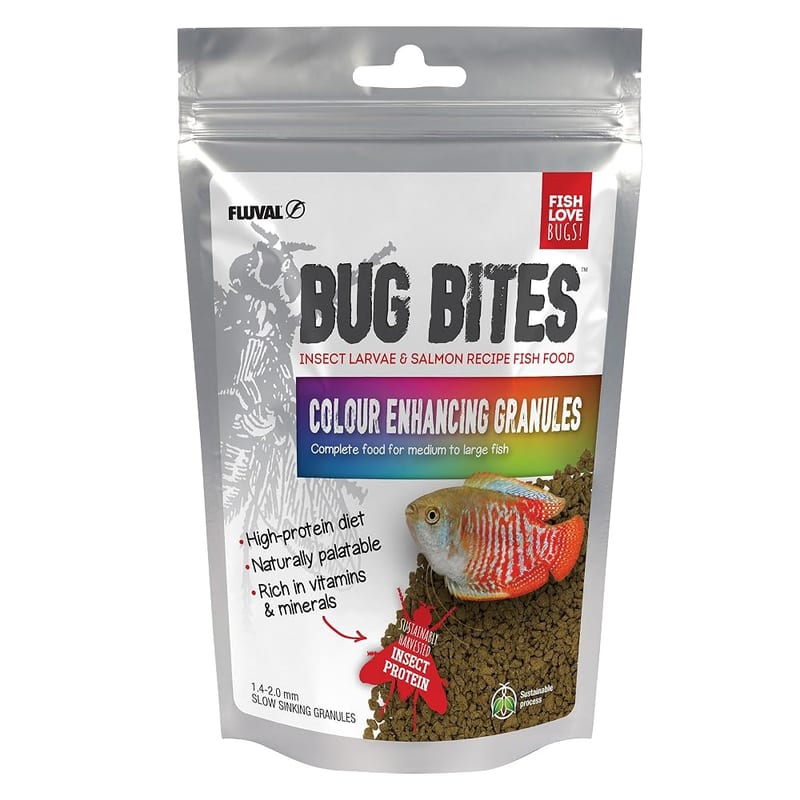 Fluval Bug Bites Colour Enhancing Fish Food, 125 g, Granules for Medium to Large Sized Fish