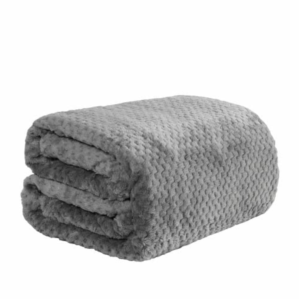 Dreamscene Honeycomb Waffle Fleece Blanket, Charcoal Grey