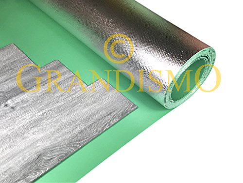 Grandismo 10m2 Roll - LVT Underlay Underlayment Vinyl Flooring - Also Works for Wood & Laminate/Click Systems - Damp Proof Membrane Installed