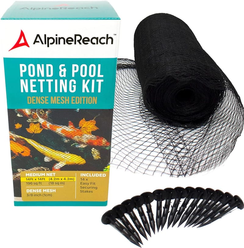AlpineReach Koi Pond Netting Kit 4.5m x 4.5m, Black Heavy Duty Woven Fine Mesh Net Cover