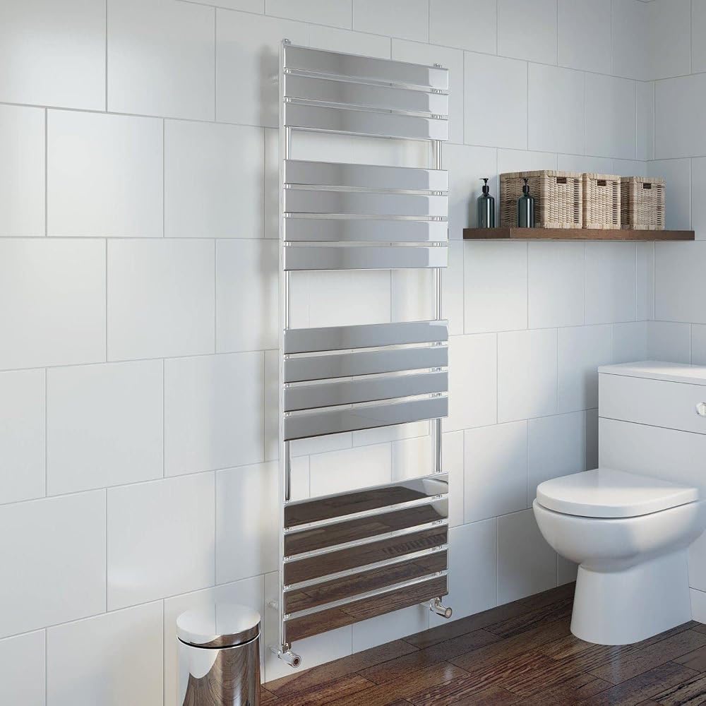 DuraTherm 1600 x 600mm Flat Panel Heated Towel Rail Radiator, Polished Chrome