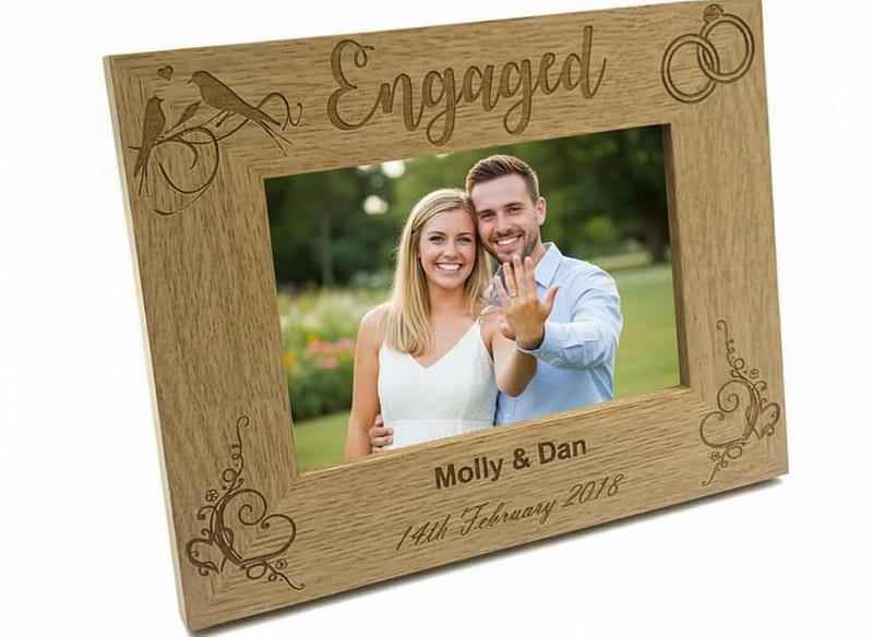 Personalised Engagement Wooden Photo Frame Gift (4 x 6 Inch)
