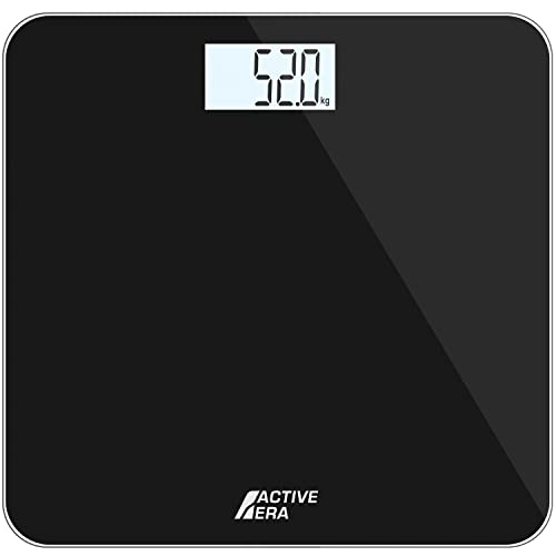 Active Era Bathroom Scales for Body Weight, Ultra Slim Digital, Tempered Glass, Backlit Display