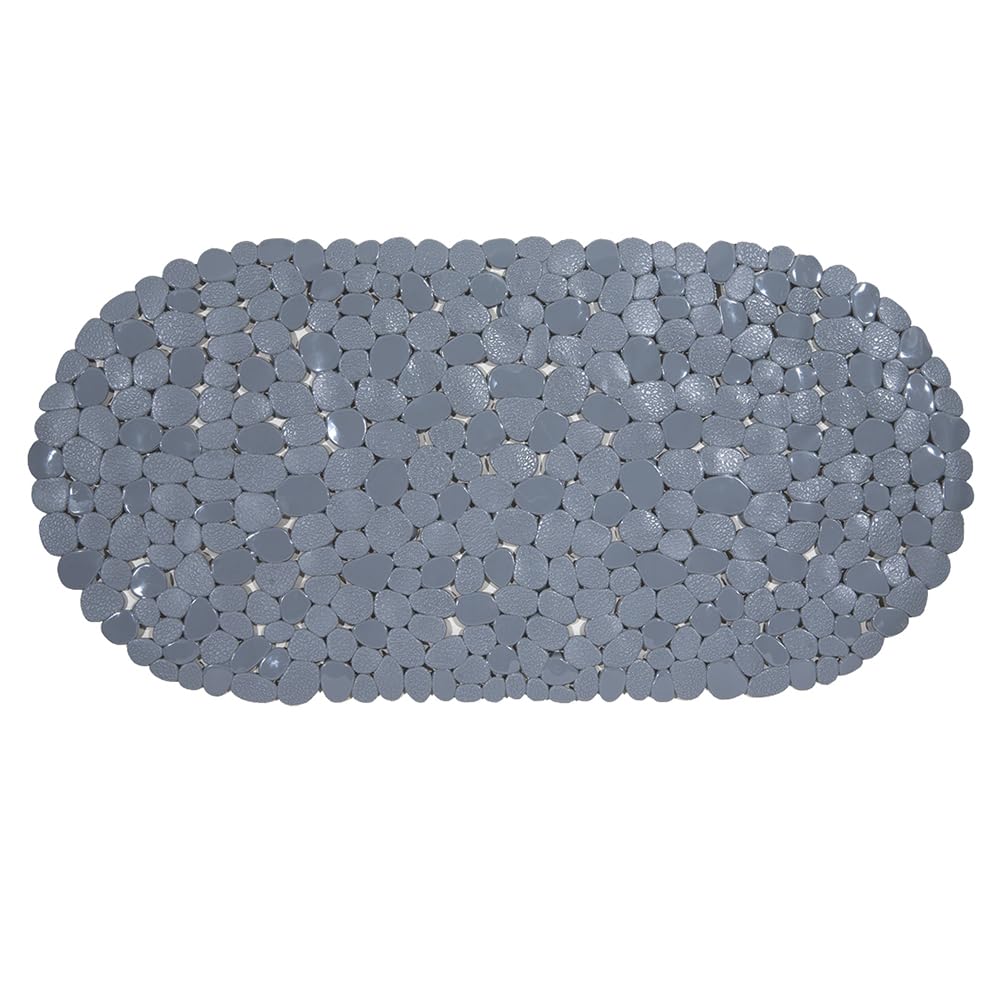 AQUALONA Premium Bath Mat, Anti-Mould, Comfort, PVC, Machine Washable, Pebble Grey