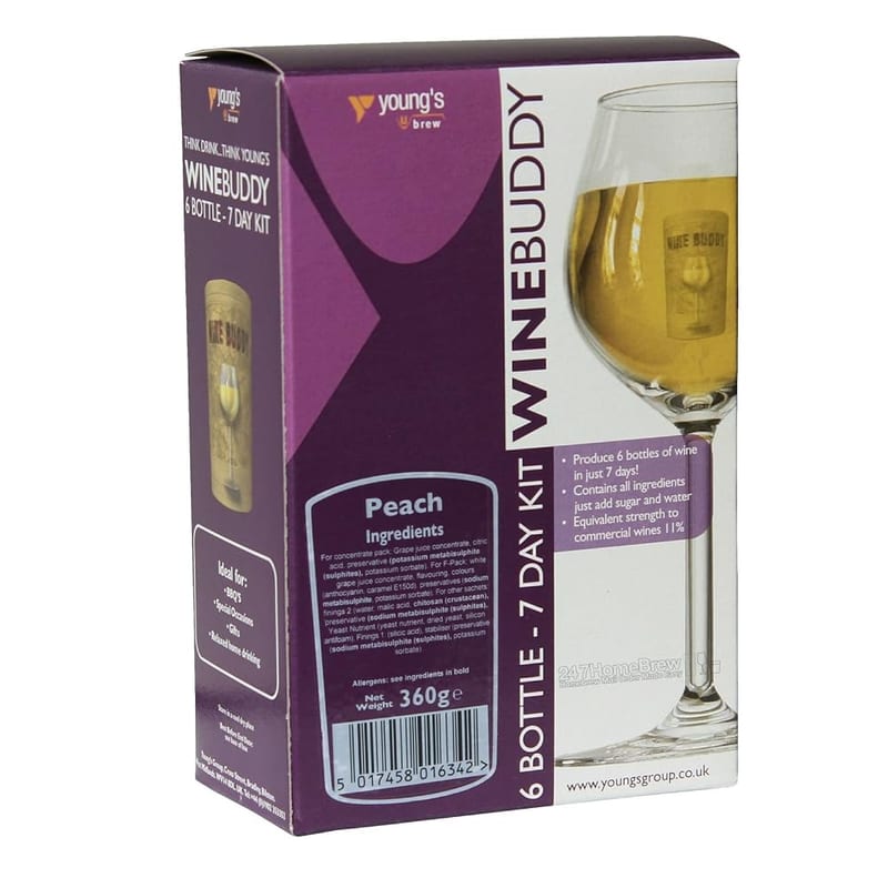 Winebuddy Peach Fruit Wine Kit - 6 Bottles in 7 Days - Young's Home Brew