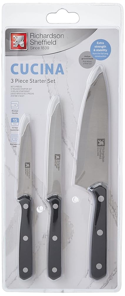 Richardson Sheffield Laser 5-Piece Knife Set with Magnetic Rack, Stainless Steel, Black Soft-Grip Handles