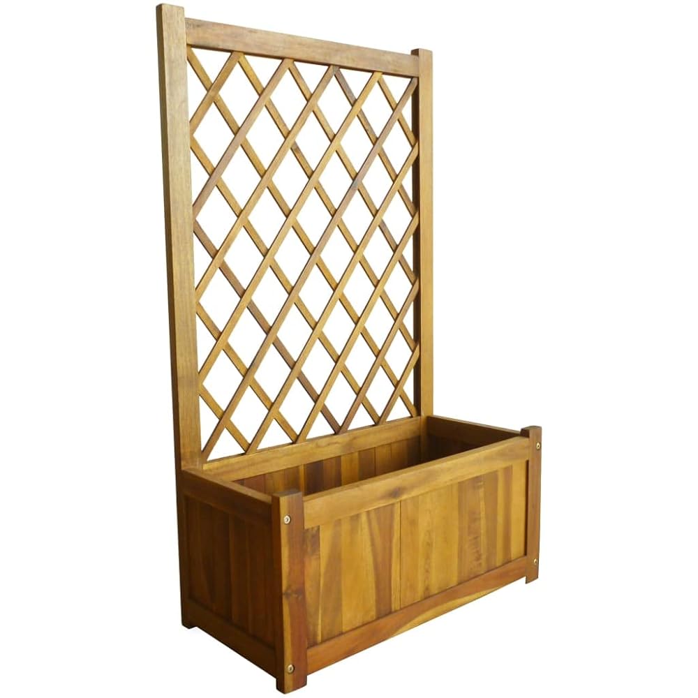 vidaXL Solid Acacia Wood Garden Raised Bed with Trellis