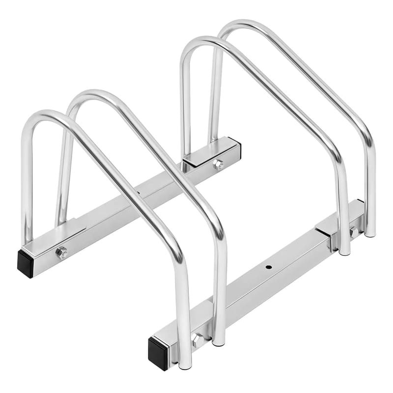 WOLTU Bike Stand for 2 Bikes, Floor or Wall Mounted Bicycle Rack, Cycle Parking Stand Rack for Garage Storage, Metal Bike Rack Outdoor, Silver