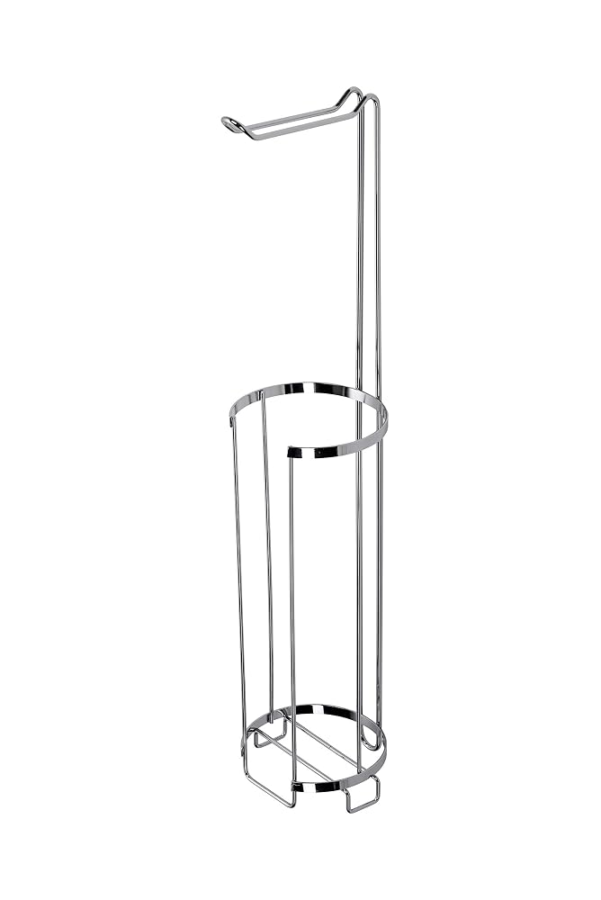 Croydex Free Standing Toilet Roll Holder, Chrome Plated Bathroom Storage Caddy, Holds 3 Spare Rolls