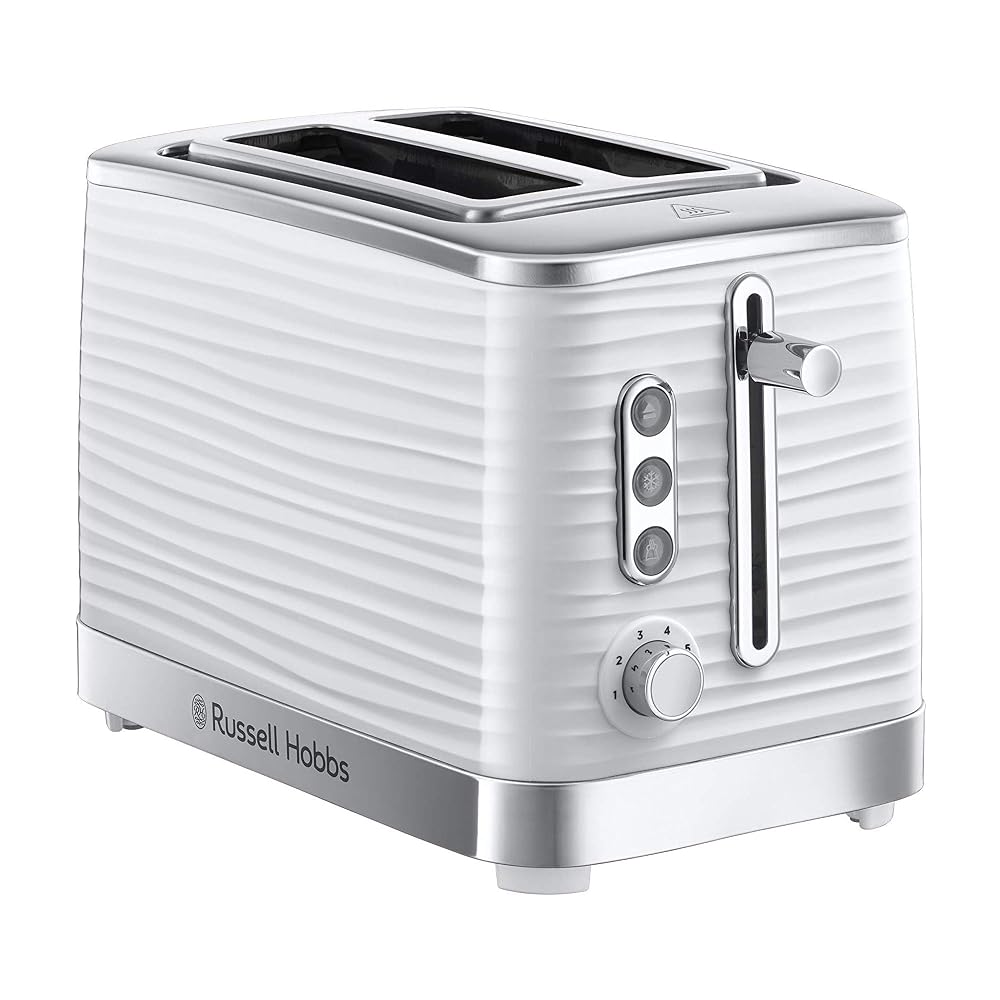 Russell Hobbs Inspire 2 Slice Toaster, Extra Wide Slots, High Lift, 6 Browning Levels, White (24370)