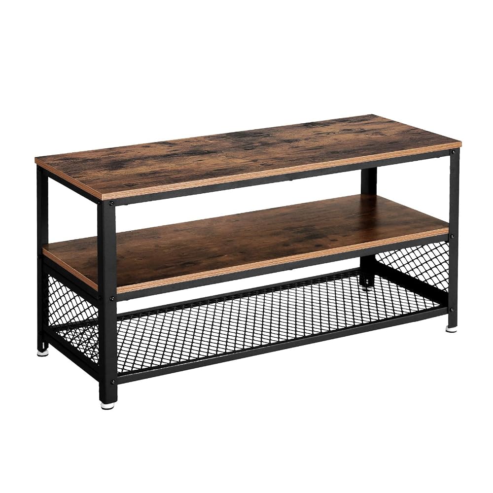 VASAGLE LTV40BX TV Stand for TVs up to 43 Inches, Industrial Design Console, Metal Frame, Wood Grain, Vintage, Dark Brown