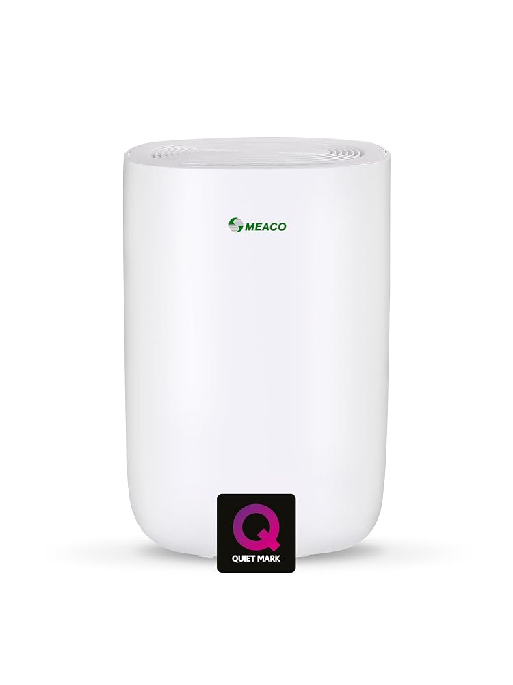 MeacoDry ABC 10L White Quiet Dehumidifier for Home Damp & Drying Clothes, Energy Efficient Electric Compressor