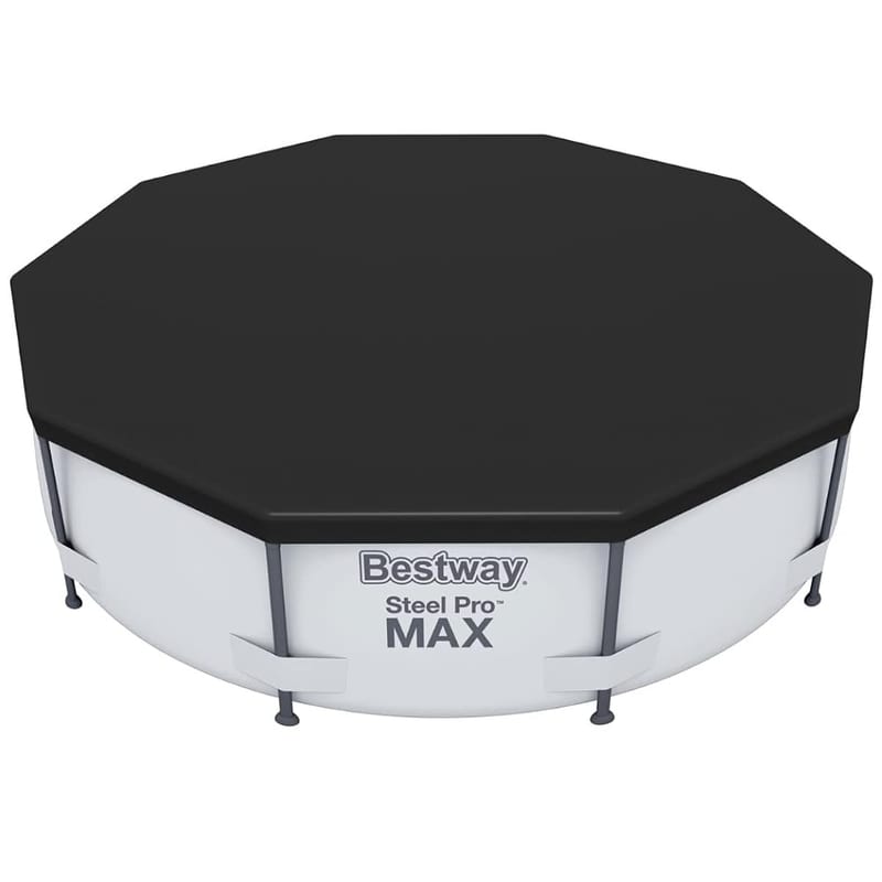 Bestway 58036-19 Flowclear Swimming Pool Cover for Steel Pro Max Round Pools, 10 ft, Black