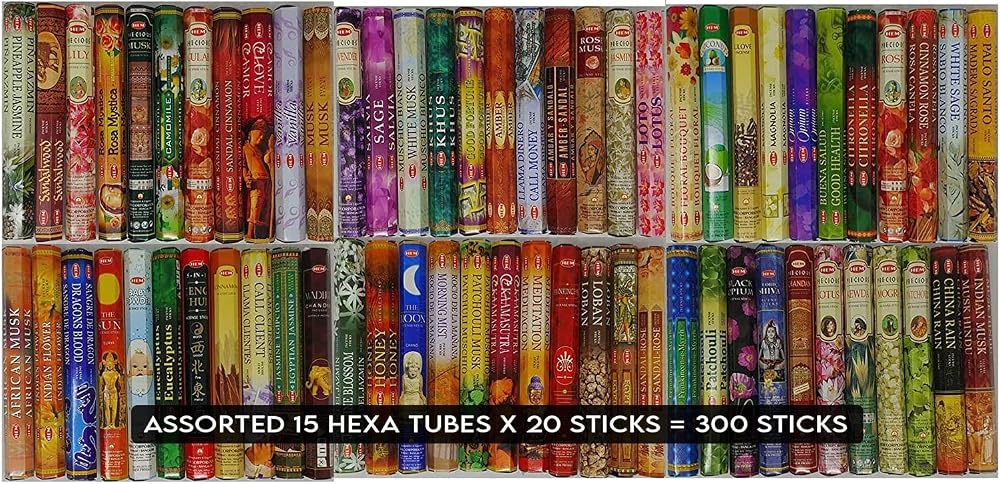 Hem Assorted Scents, Unique Combination Incense Sticks (20 Stick x 15 Packs, 300 Sticks Total)