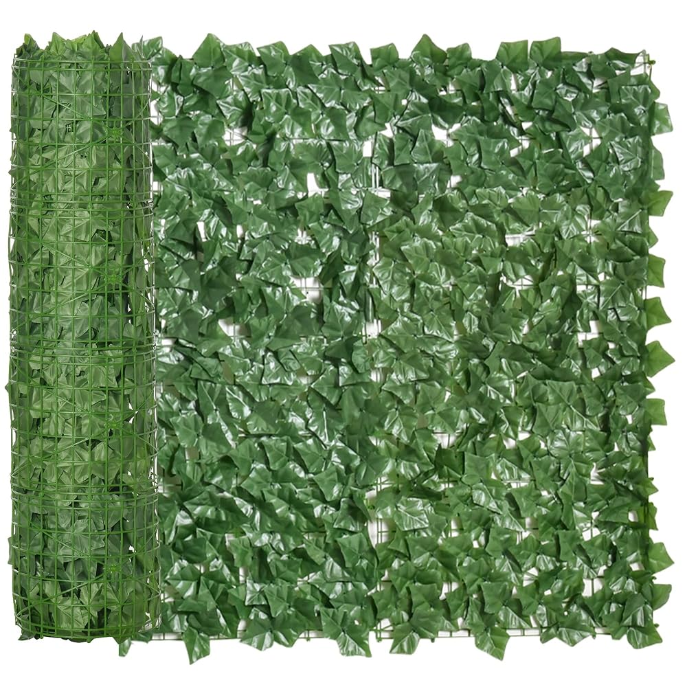 Outsunny Artificial Leaf Hedge Screen Privacy Fence, Dark Green, 3M x 1M | 1-Piece Panel, Garden Fence Screening, Outdoor Indoor Decor