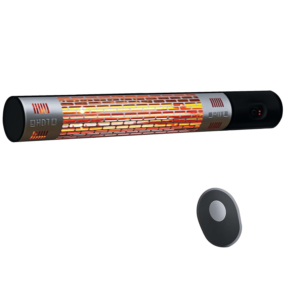 Outsunny Outdoor Patio Garden Warmer 1500W Wall Mounted Electric Infrared Halogen Heater with Remote Control, Black