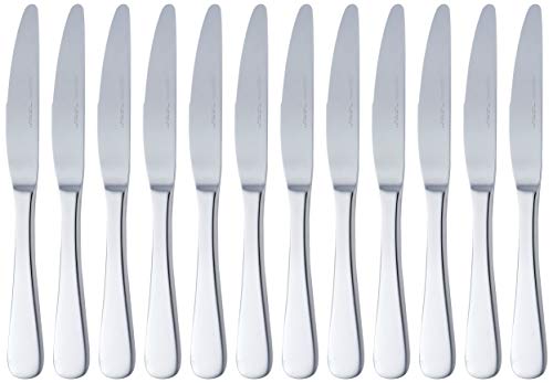 Amazon Basics Stainless Steel Dinner Knives With Round Edge, Pack of 12, Silver