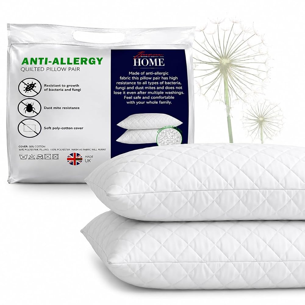 Adam Home Pillows 2 Pack, Hotel Quality with Quilted Cover, Soft Support