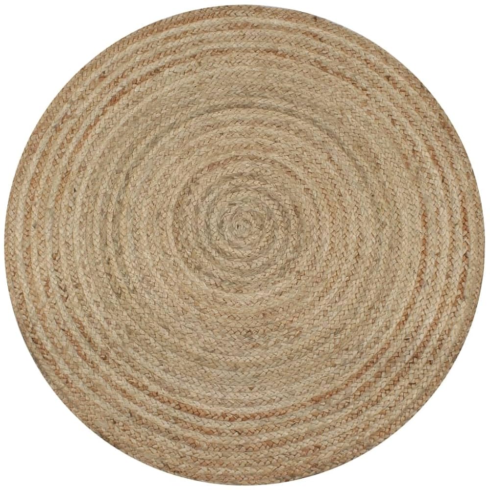 vidaXL Round Handwoven Area Rug, Natural Braided Jute, 150cm Diameter, Soft Textured and Durable for Home Office, Living Room, Bedroom Decor