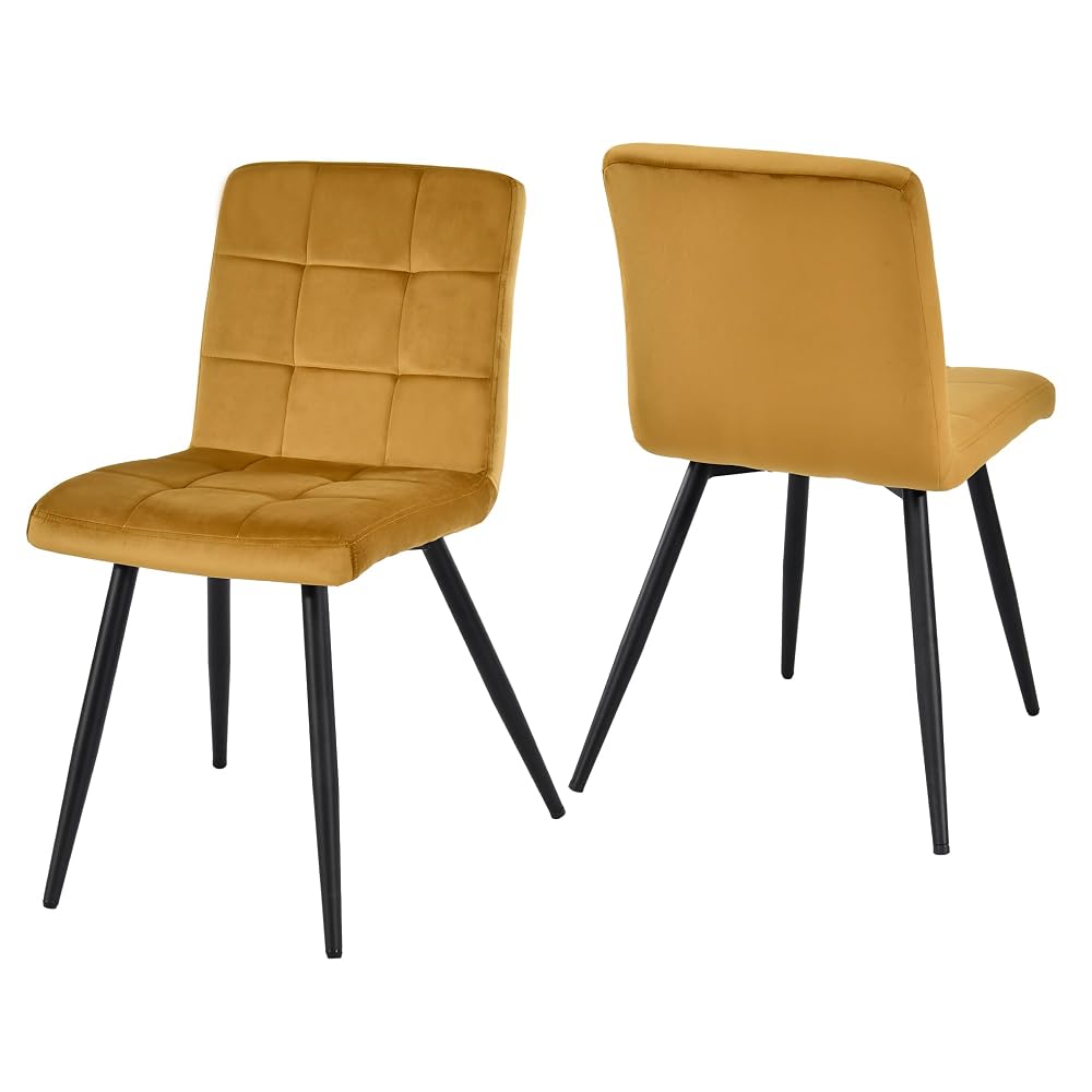 DUHOME Dining Chairs Set of 2, Velvet Kitchen Chairs with Retro Design and Metal Legs