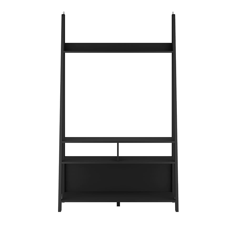 LPD Home Tiva Ladder Entertainment TV Unit, 3-Tier Leaning Media & Storage Shelves, Black