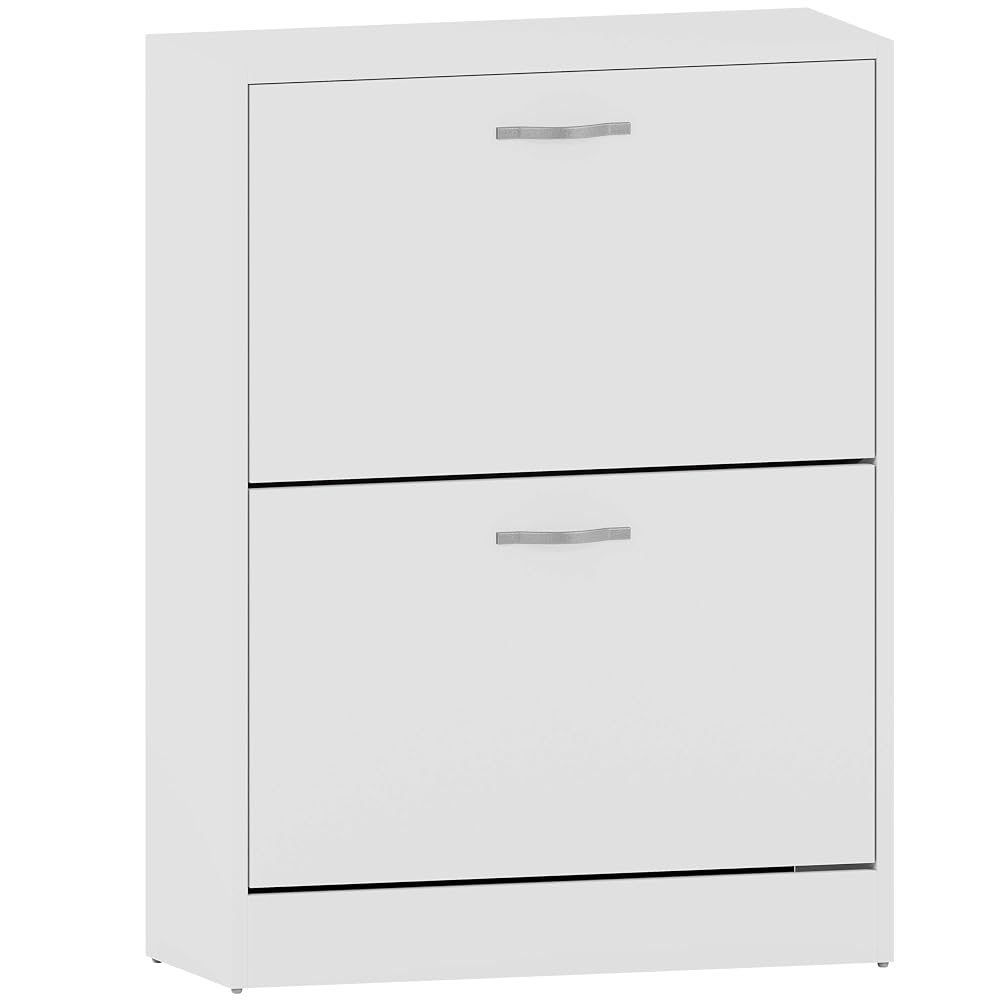Vida Designs Shoe Cabinet with 2 Pull-Down Drawers, Storage Cupboard