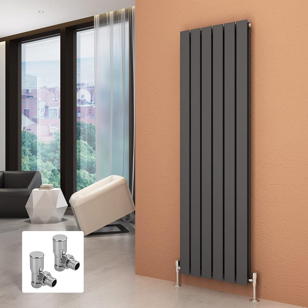 ELEGANT Vertical Radiator Double Anthracite Flat Panel 1600 x 452 mm Designer Column Radiator