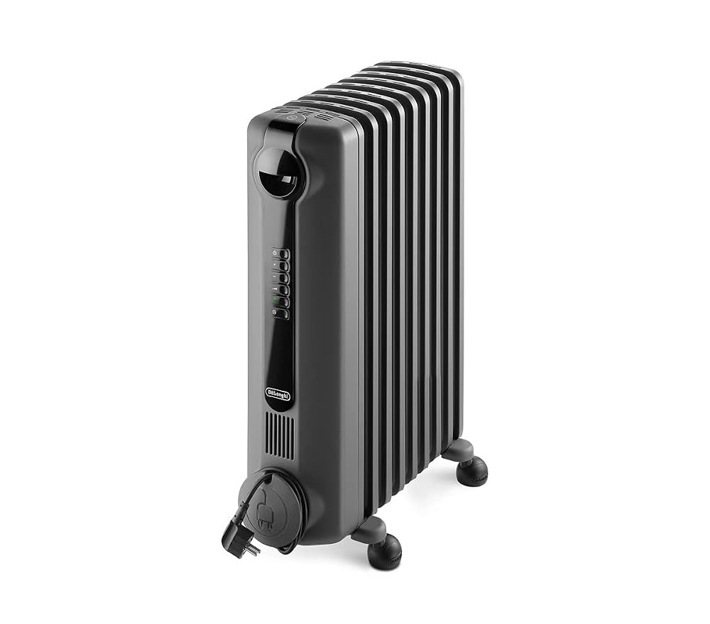 De'Longhi Radia S Oil Filled Radiator for Rooms up to 60m³, Anti-Frost and ECO Functions, 2000W, Grey