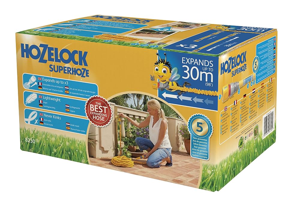 Hozelock Superhoze Expanding Hose, 30m, with 2 Aquastop Fittings