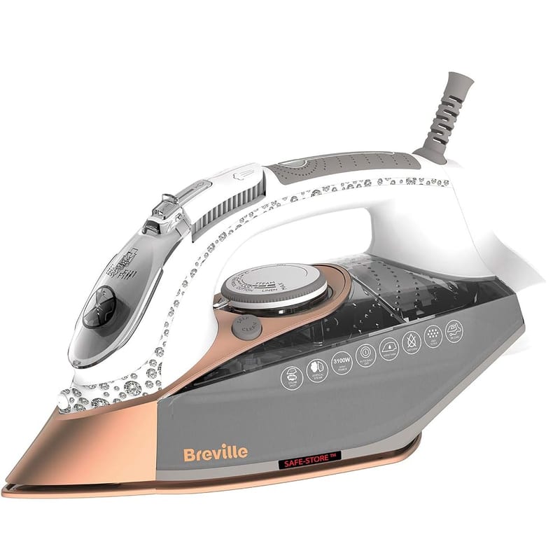 Breville DiamondXpress Steam Iron, 3100W, 200g Steam Shot, Multi-Directional Diamond Ceramic Soleplate, 400ml Easy-Fill Water Tank, White & Rose Gold VIN401