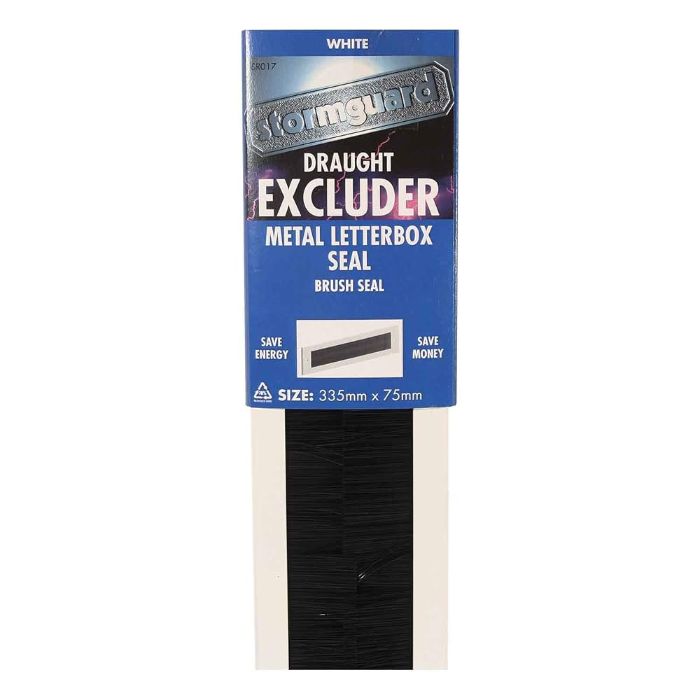 Stormguard Letterbox Draught Excluder Seal Brush with Flap Letter Box Metal Weather Cover (No Flap, White)