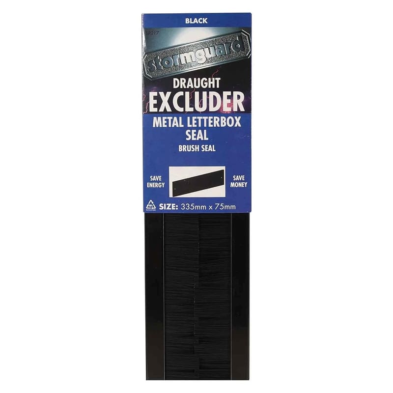 Stormguard Letterbox Draught Excluder Seal Brush with Flap Letter Box Metal Weather Cover (No Flap, Black)