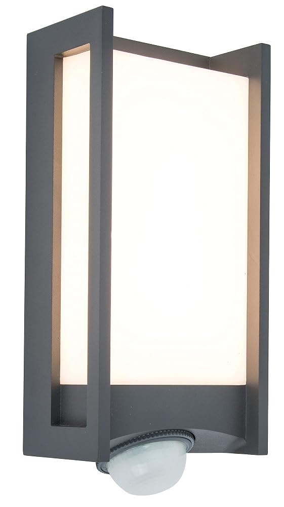 LUTEC Qubo LED Outdoor Wall Light with Motion Sensor, Anthracite Aluminium