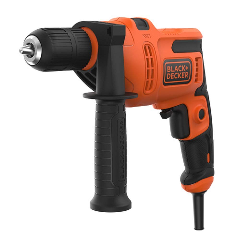 BLACK+DECKER 500W Electric Hammer Drill, Compact Design with Side Handle (BEH200-GB)