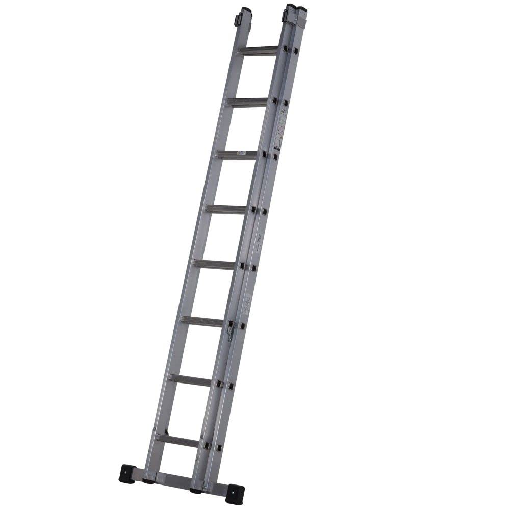 Youngman Trade 200 EN131 Double Section Aluminium Extension Ladder, 2 Section 8 Rung (2.51m Closed - 3.96m Open)