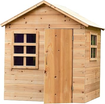 Big Game Hunters Evermeadow Wooden Playhouse for Kids – Large Outdoor/Indoor Garden Playhouse with Door & Windows – Easy-Build Kids Play Set