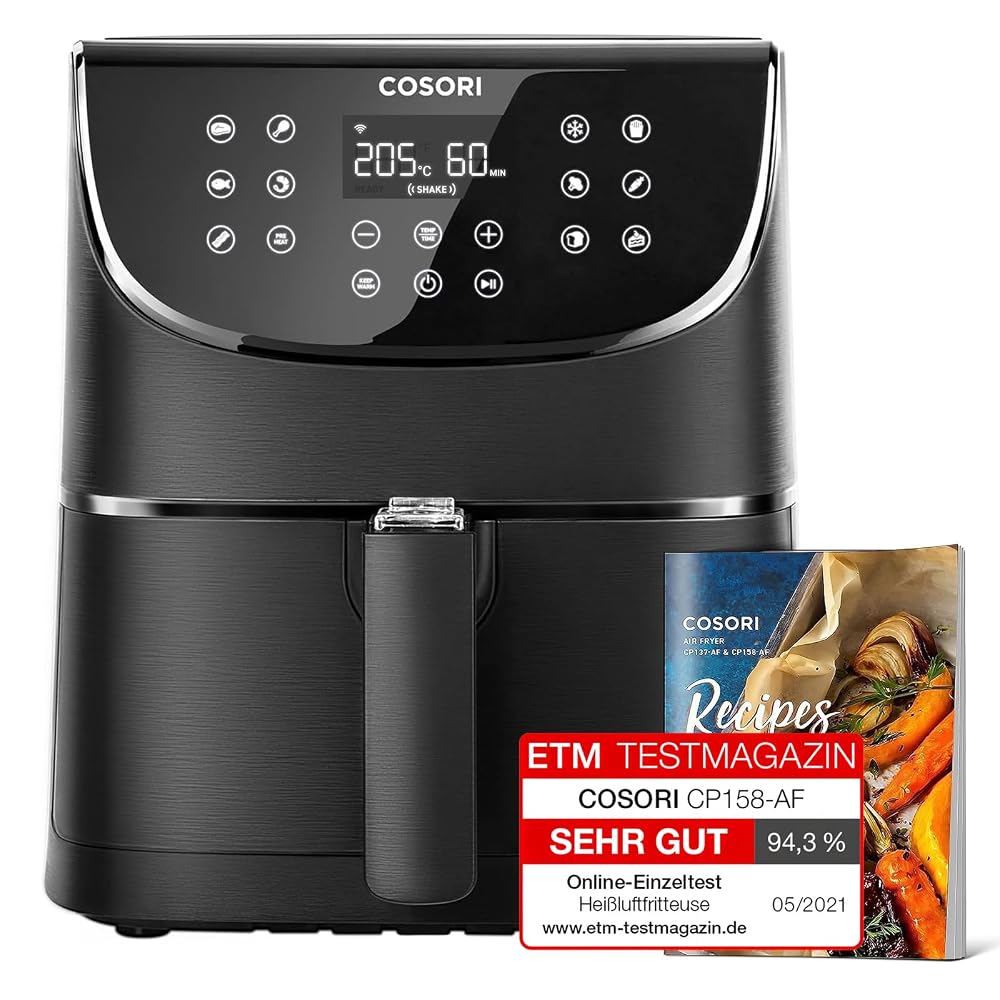 COSORI Air Fryer 5.5L Capacity, Oil Free, 11 Presets with 100 Recipes Cookbook, Non-Stick, Dishwasher Safe Basket, 1700-Watt (CP158-AF)