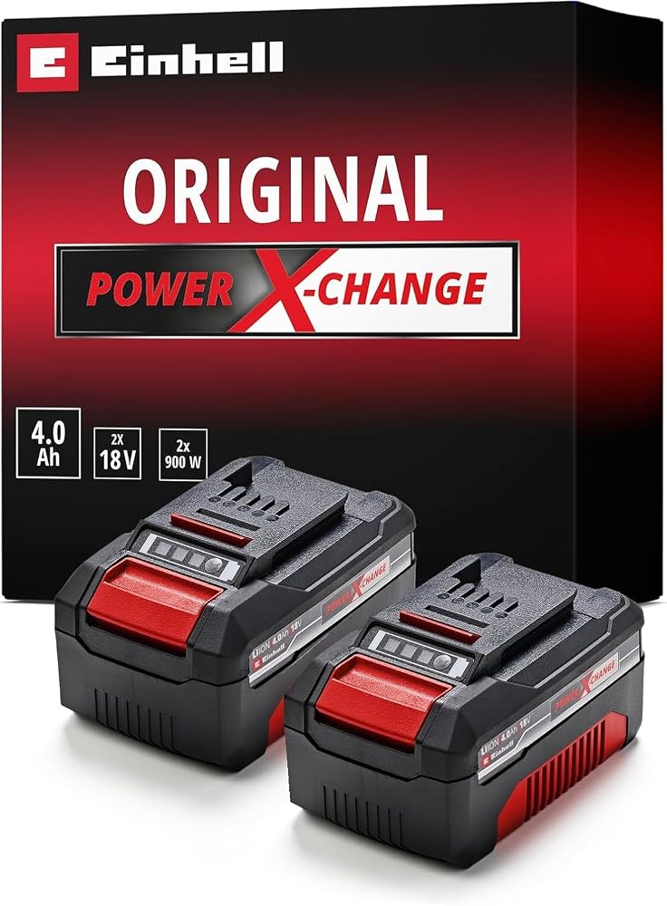 Einhell 18V 4.0Ah Lithium-Ion Battery Twin Pack PXC, Universally Compatible With All Einhell Power X-Change Tools