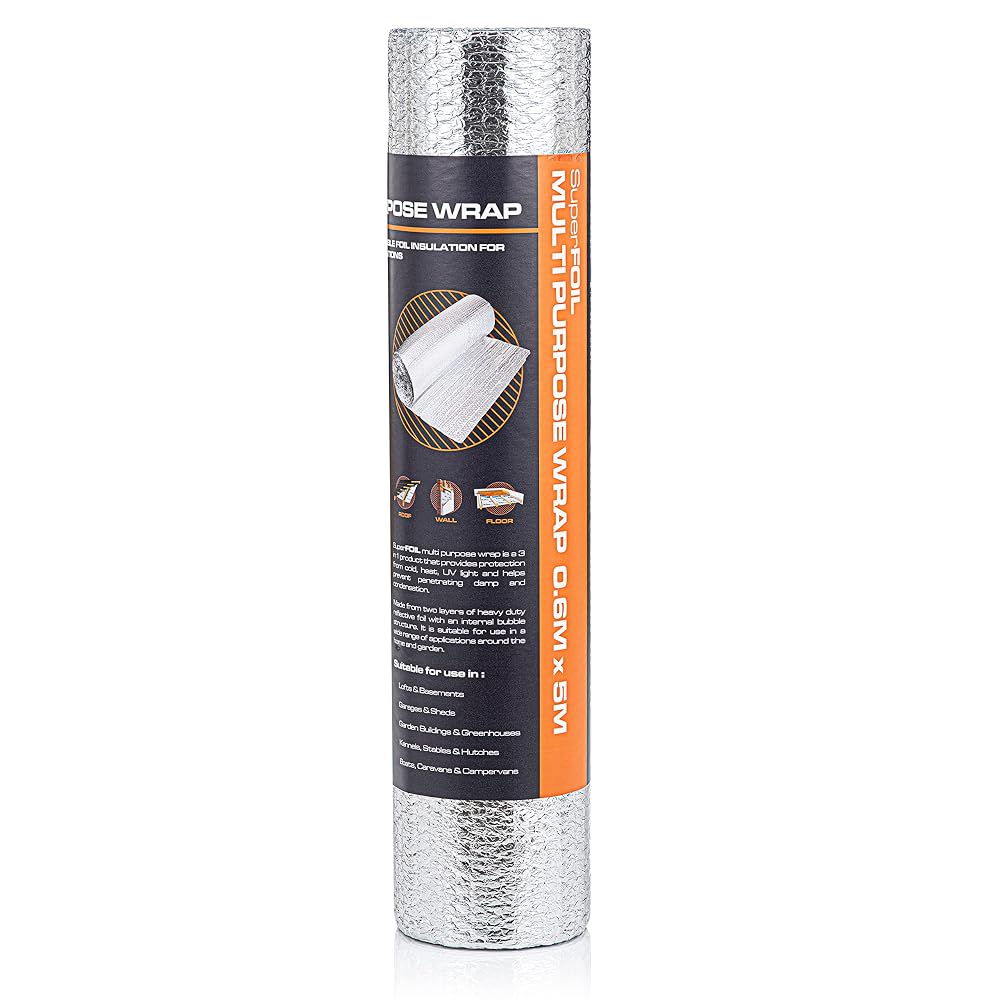 SuperFOIL Foil Insulation Roll 0.6m x 5m - Energy Saving DIY Bubble Foil Sheet - 3-in-1 Sustainable Thermal Insulation Reflective Radiant Barrier & Vapour Barrier